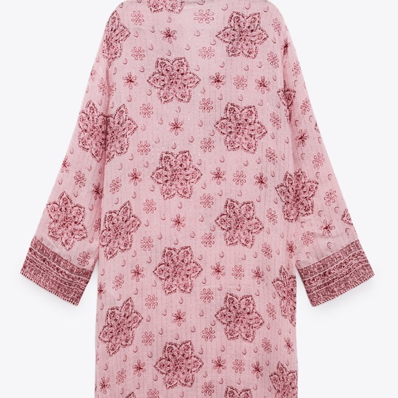 Zara printed midi slit dress size small pink NWT - Picture 12 of 16